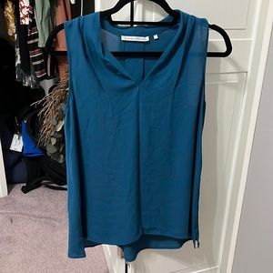 Peacock blue sleeveless blouse